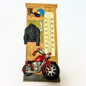 Vintage Motorcycle Wall Thermometer Spoontiques Garage Decor Hanging